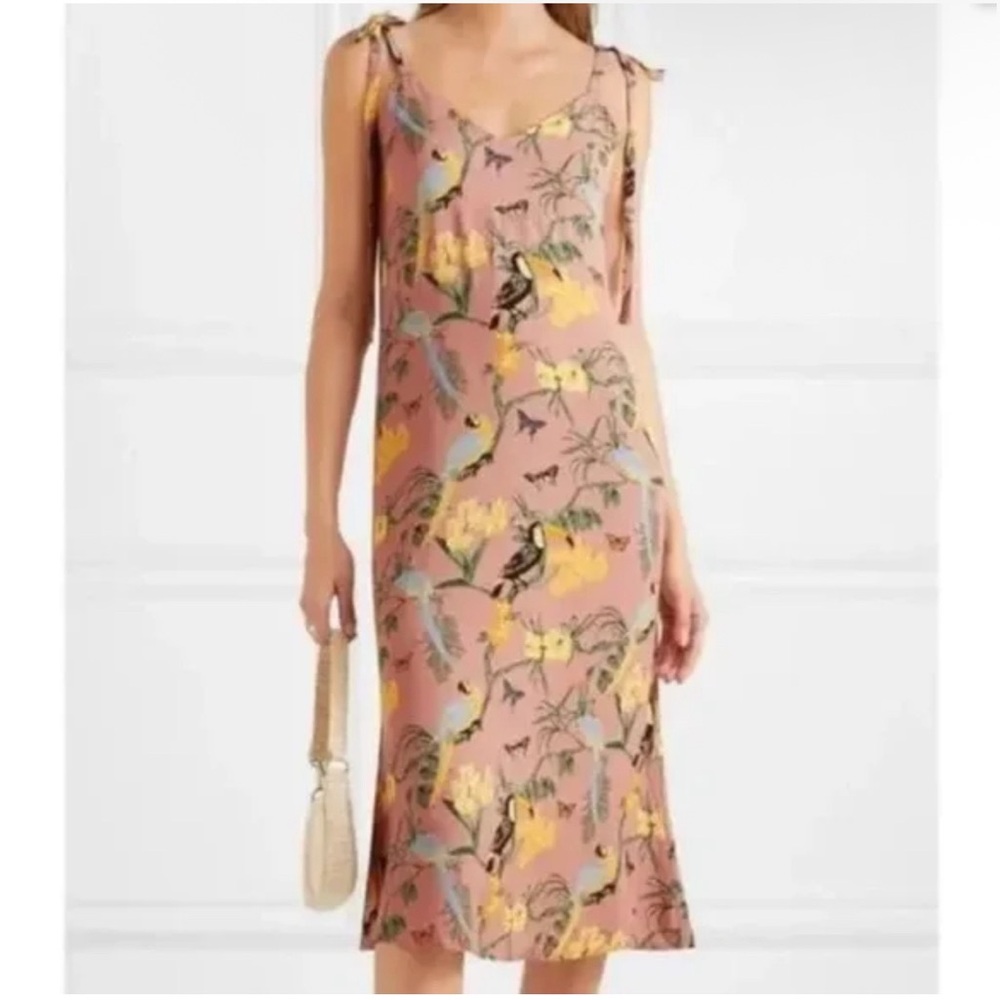 Reformation Jade in Pink Conga Tropical Print Halter Midi Dress Size M Vacay